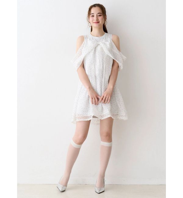 CALNAMUR「シフォンオフショルミニワンピース」|ワンピース|