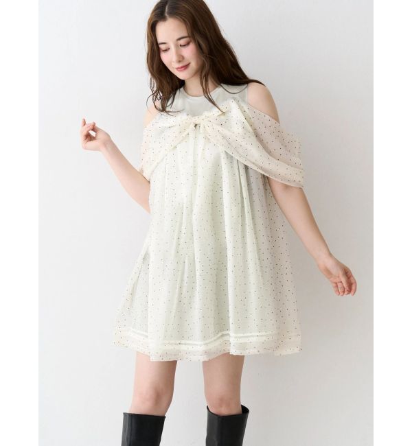 CALNAMUR「シフォンオフショルミニワンピース」|ワンピース|