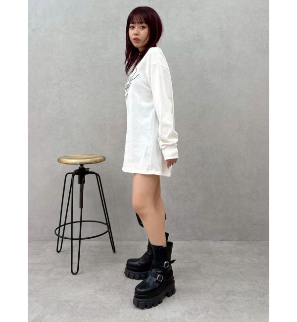 EVRIS「オーバーサイズラインストーングラフィックロンT」|Tシャツ・カットソー|