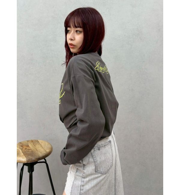EVRIS「オーバーサイズラインストーングラフィックロンT」|Tシャツ・カットソー|