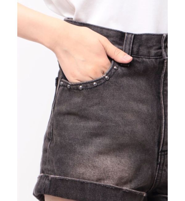 EVRIS「マイクロミニスタッズデニムショートパンツ【セットアップ着用可能】」|デニム|