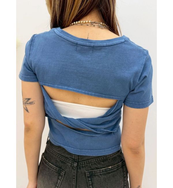 EVRIS「バックオープンクロップドＴシャツ」|Tシャツ・カットソー|