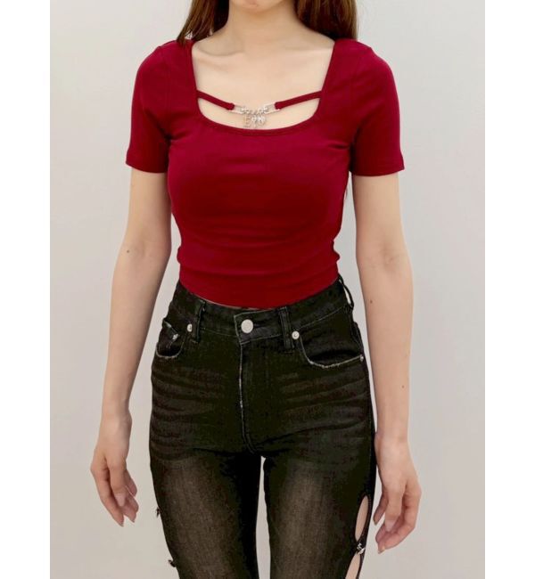EVRIS「チェーンモチーフストラップトップス」|Tシャツ・カットソー|