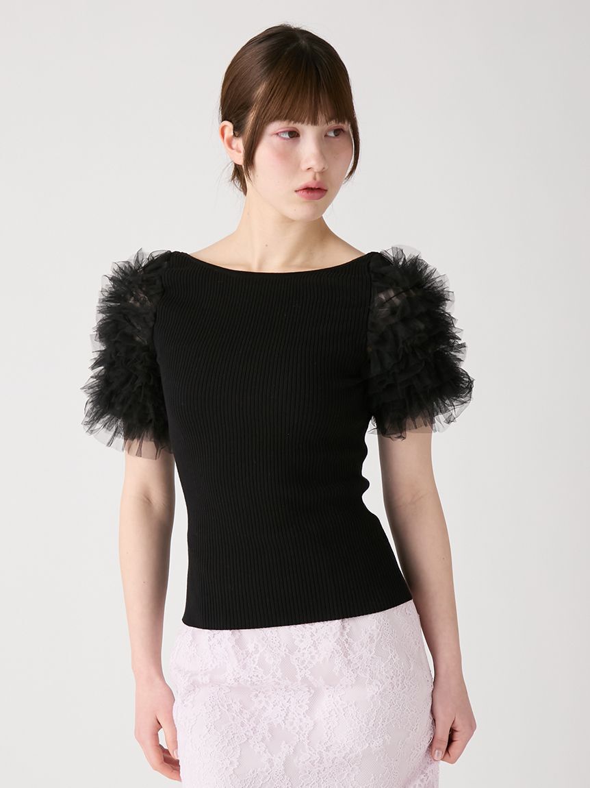 FURFUR「チュチュスリーブニットトップス」|ニット・セーター|BLK