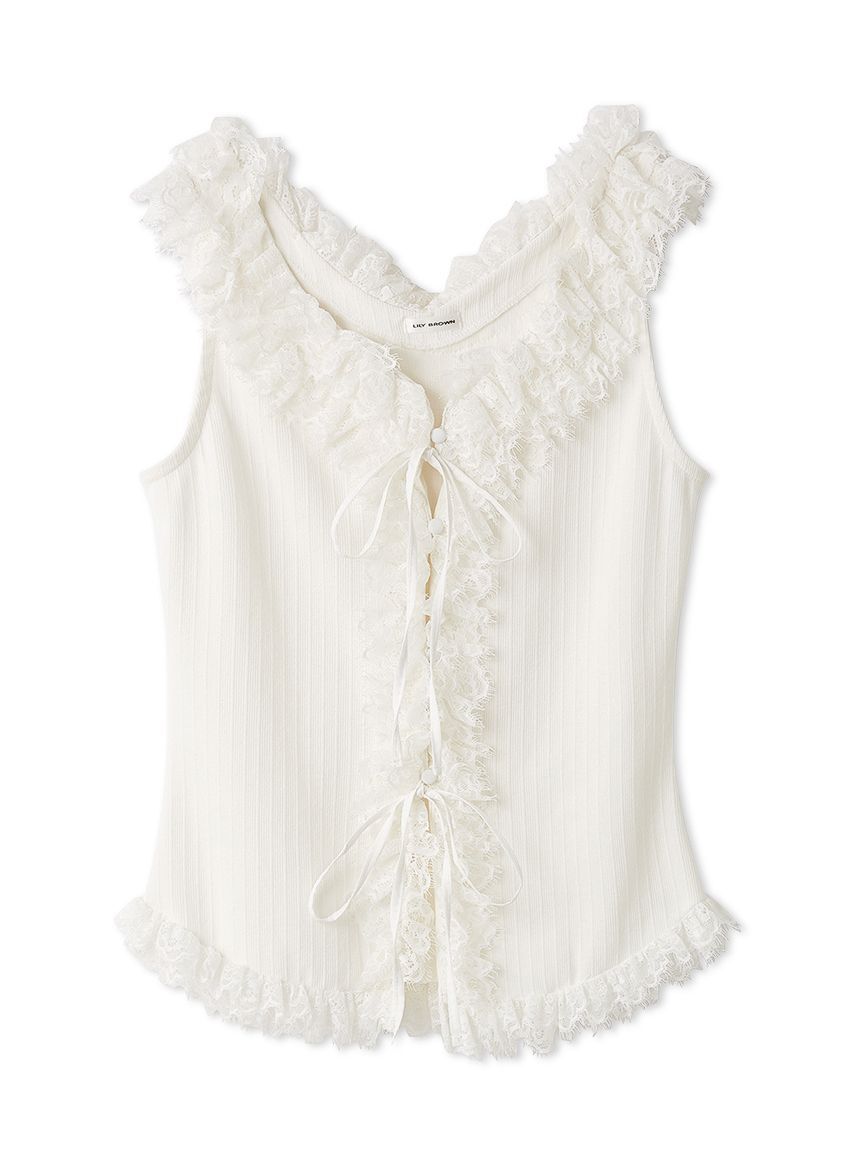 LILY BROWN「レースフリルコンビカットトップス」|Tシャツ・カットソー|WHT