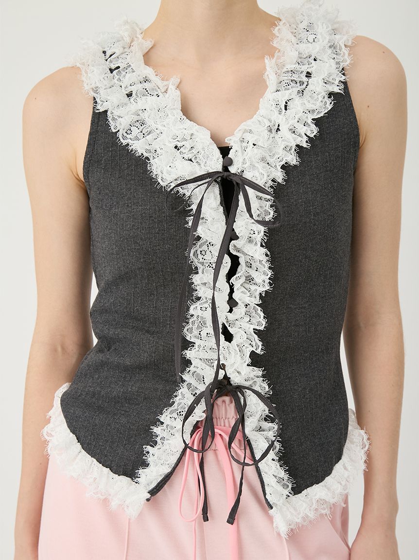 LILY BROWN「レースフリルコンビカットトップス」|Tシャツ・カットソー|