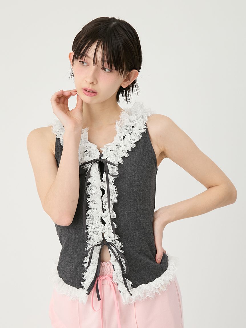 LILY BROWN「レースフリルコンビカットトップス」|Tシャツ・カットソー|