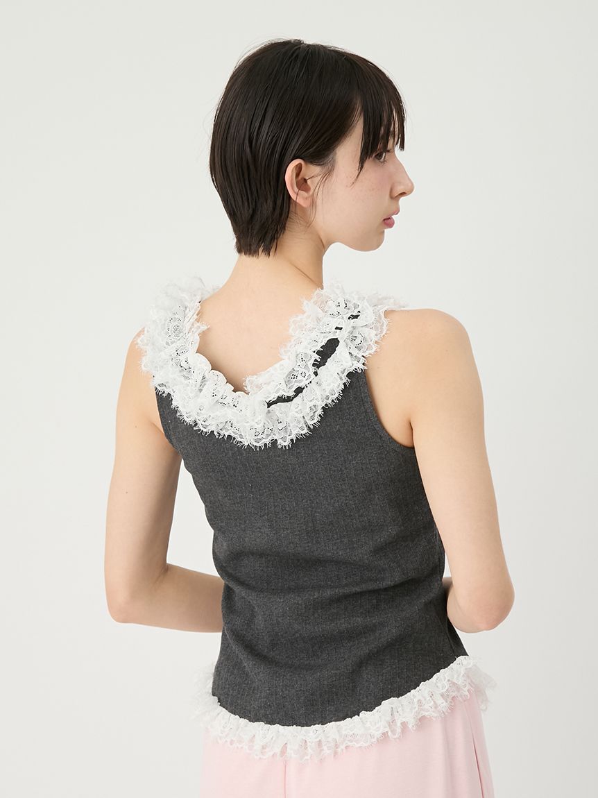 LILY BROWN「レースフリルコンビカットトップス」|Tシャツ・カットソー|