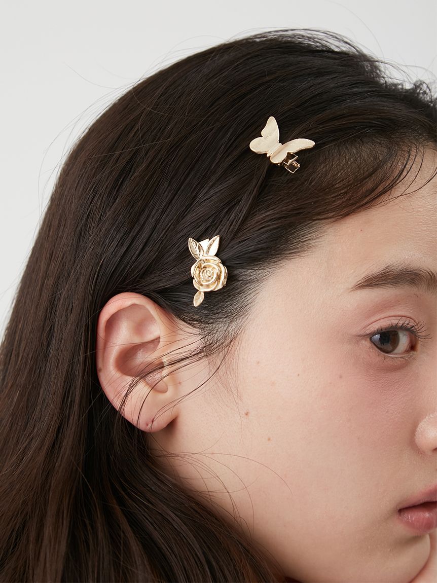 LILY BROWN「【LILY BROWN&times;ANNA SUI】バタフライ＆ローズヘアクリップセット」|ヘアバンド|