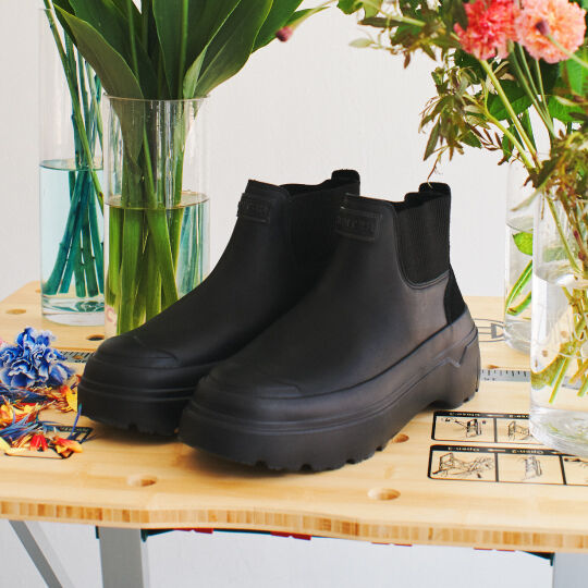 HUNTER「リファインド エクスプローラー プルオン レザー ブーツ」|ショートブーツ|BLK