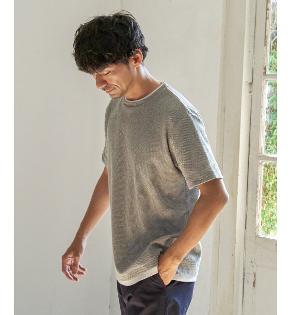 ikka「メランジワッフルフェイクT」|Tシャツ・カットソー|