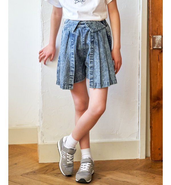 ikka kids「ＷＡＳＨデニムＷラップキュロット」|スカート|