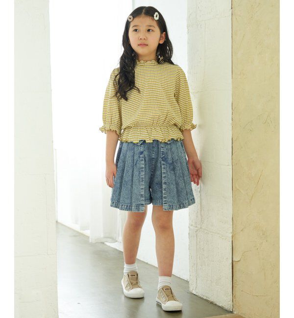 ikka kids「ＷＡＳＨデニムＷラップキュロット」|スカート|