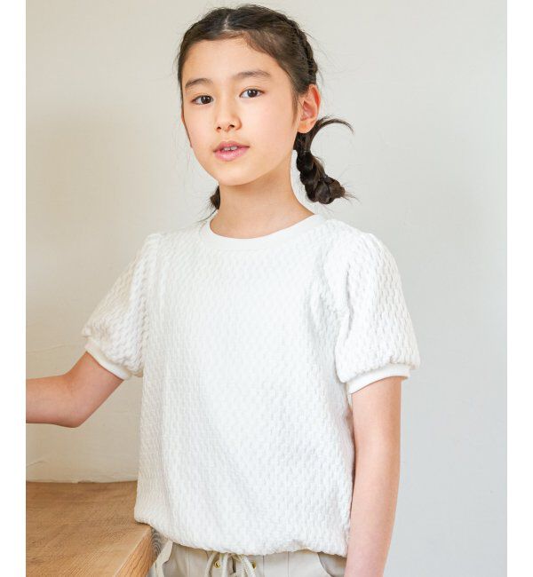 ikka kids「【親子コーデ】 ジャカードパフ袖プルオーバー (120cm~160cm)」|Tシャツ・カットソー|
