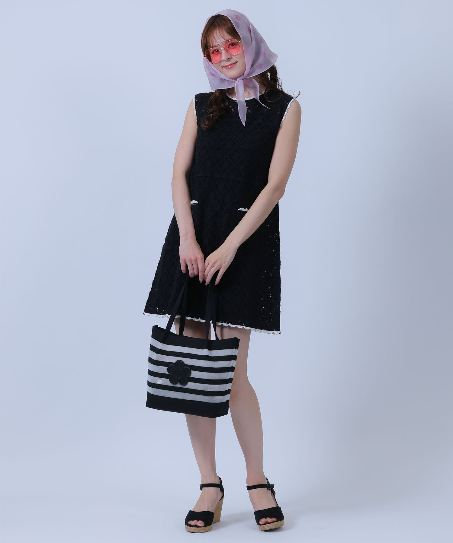 MARY QUANT「メッシュボーダーニット トート」|トートバッグ|