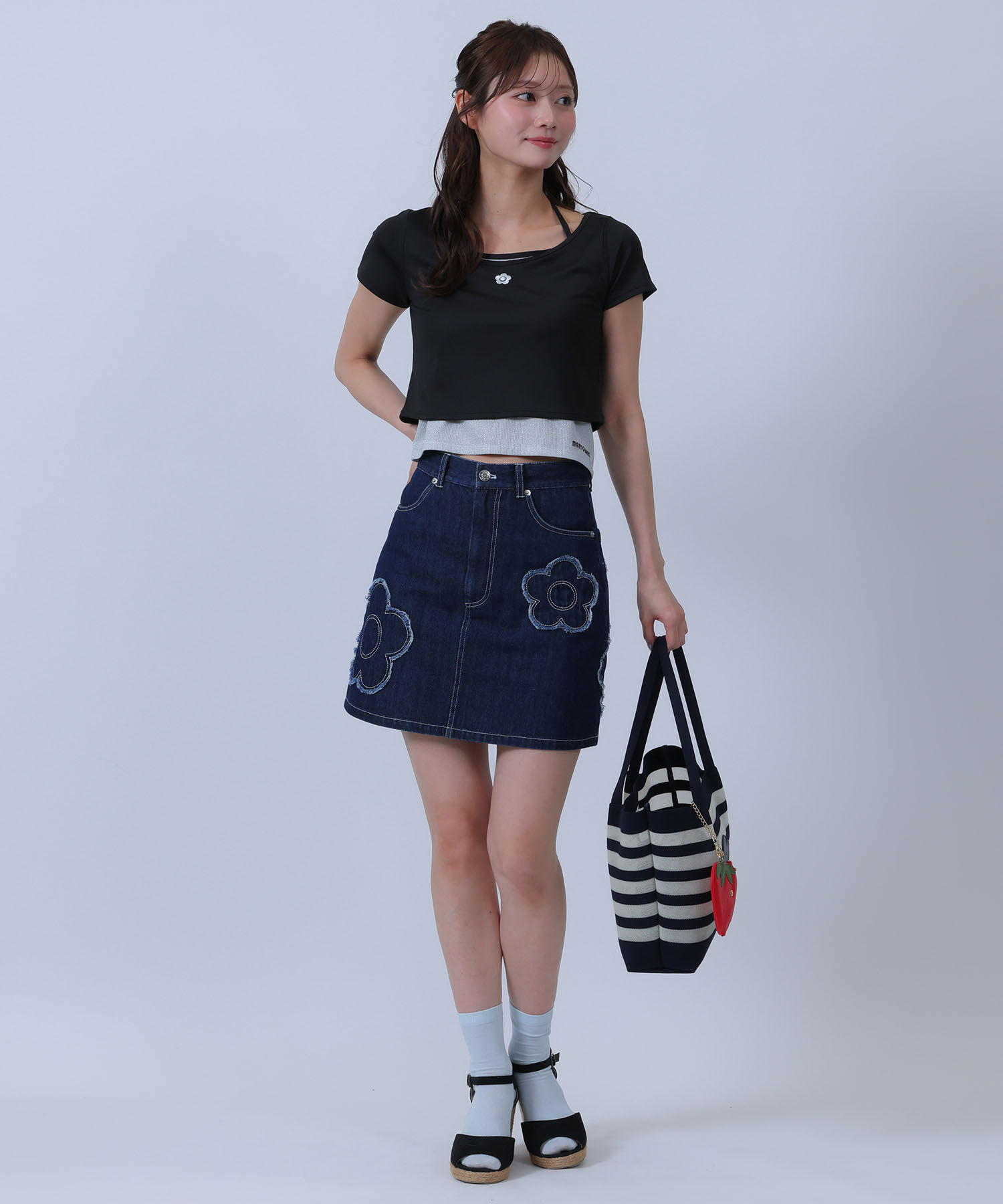 MARY QUANT「メッシュボーダーニット トート」|トートバッグ|