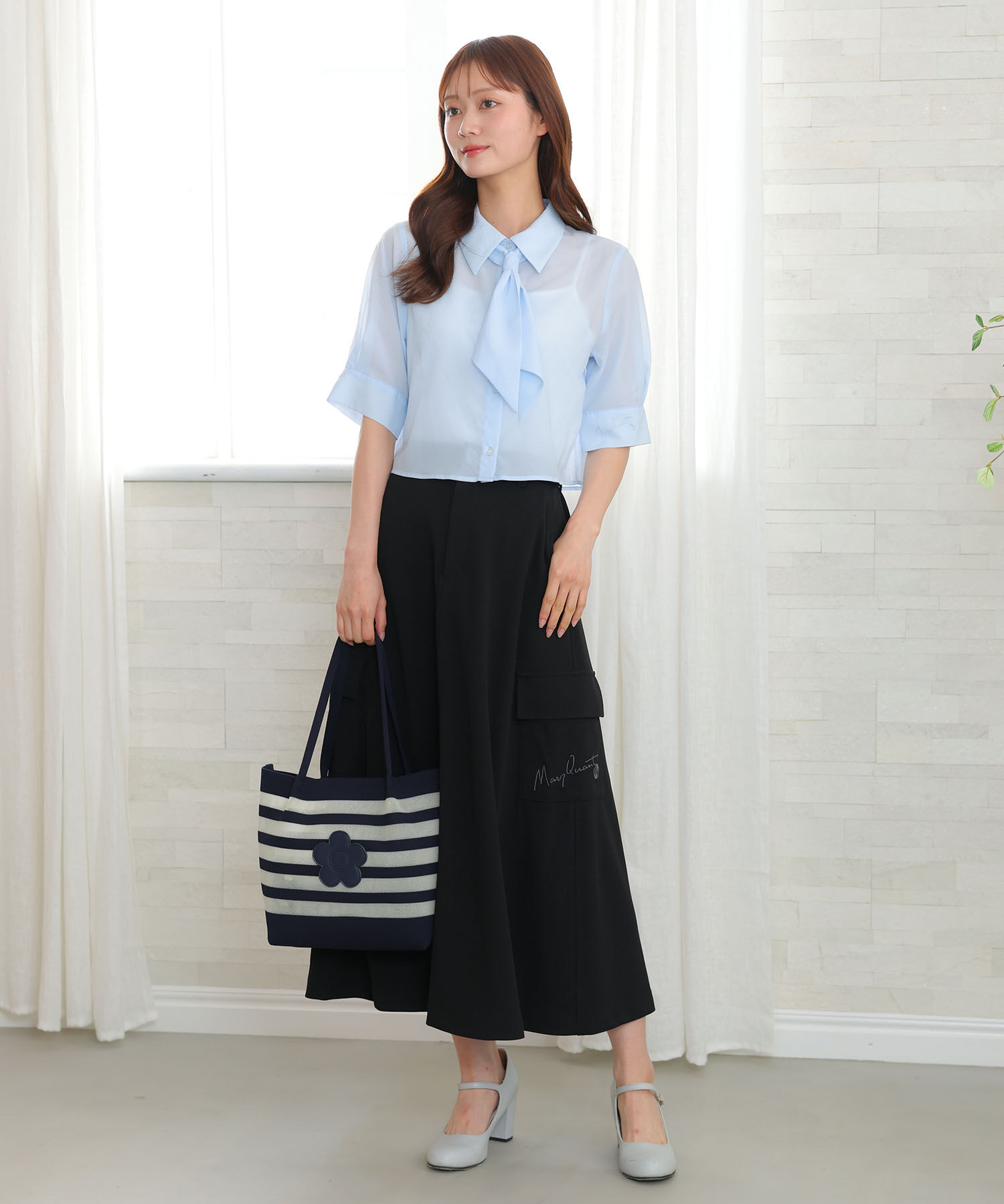 MARY QUANT「メッシュボーダーニット トート」|トートバッグ|