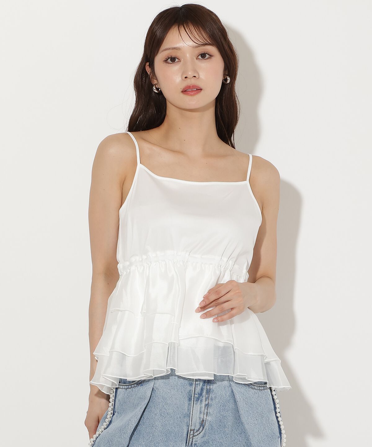 アンドクチュール「Wカラーフレンチスリーブカットプルオーバー&times;キャミセット」|Tシャツ・カットソー|