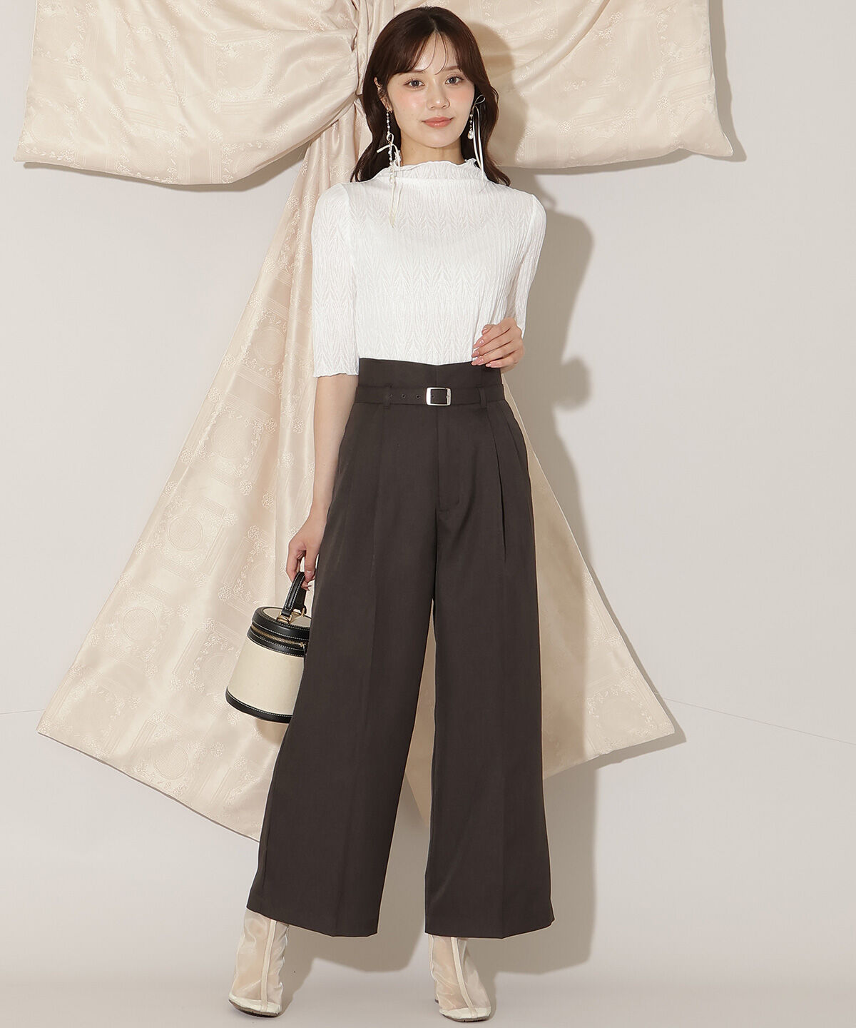WILLSELECTION「ベルト付きタックワイドパンツ」|その他|ﾁｬｺｰﾙｸﾞﾚｰ
