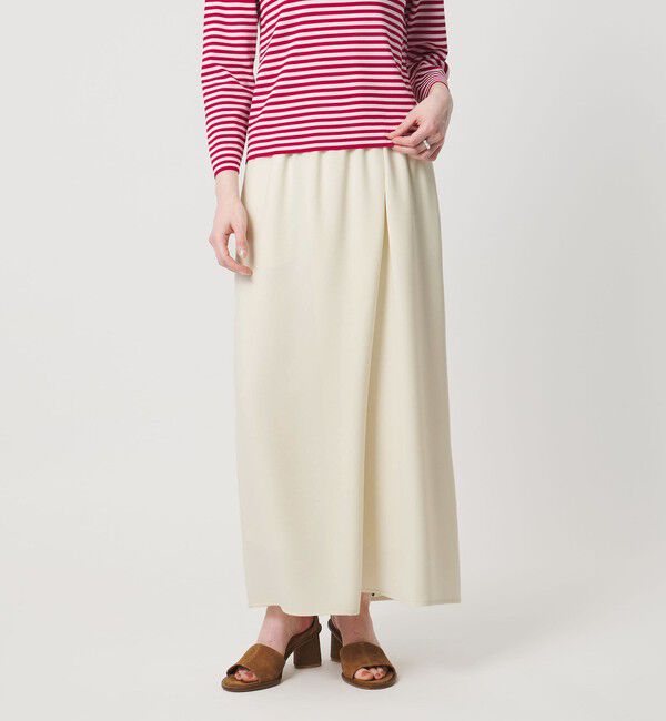 UNITED ARROWS「COMFY ラップ マキシスカート WHITE ‐防汚 UVカット ウォッシャブル‐」|スカート|OFF WHITE