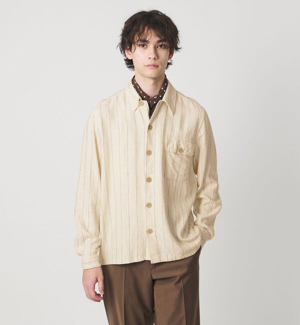UNITED ARROWS「＜GUY ROVER＞ストライプ オーバー シャツ」|カーディガン|NATURAL