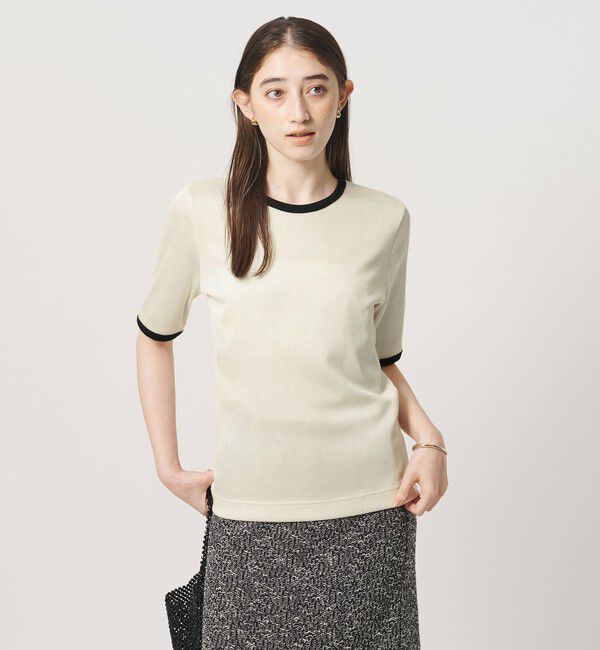 UNITED ARROWS「リブ バイカラーパイピング 五分袖 Tシャツ」|Tシャツ・カットソー|
