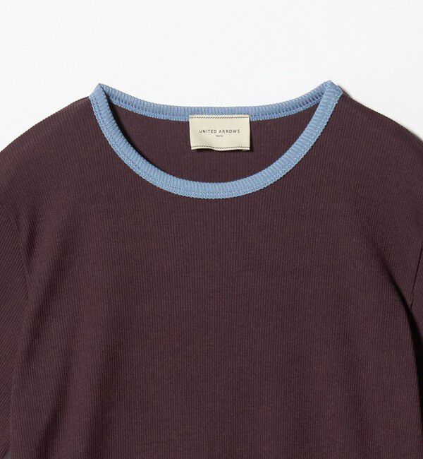 UNITED ARROWS「リブ バイカラーパイピング 五分袖 Tシャツ」|Tシャツ・カットソー|