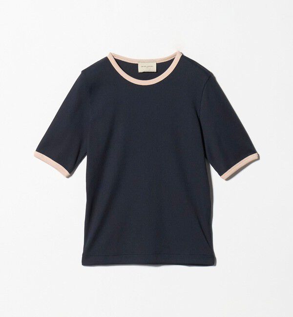 UNITED ARROWS「リブ バイカラーパイピング 五分袖 Tシャツ」|Tシャツ・カットソー|