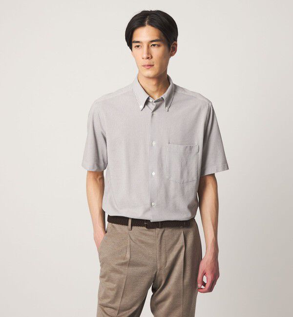 UNITED ARROWS「シアサッカー ショートスリーブ ボタンダウン シャツ COMFORT EASY―MODEL 抗菌防臭」|シャツ・ブラウス|