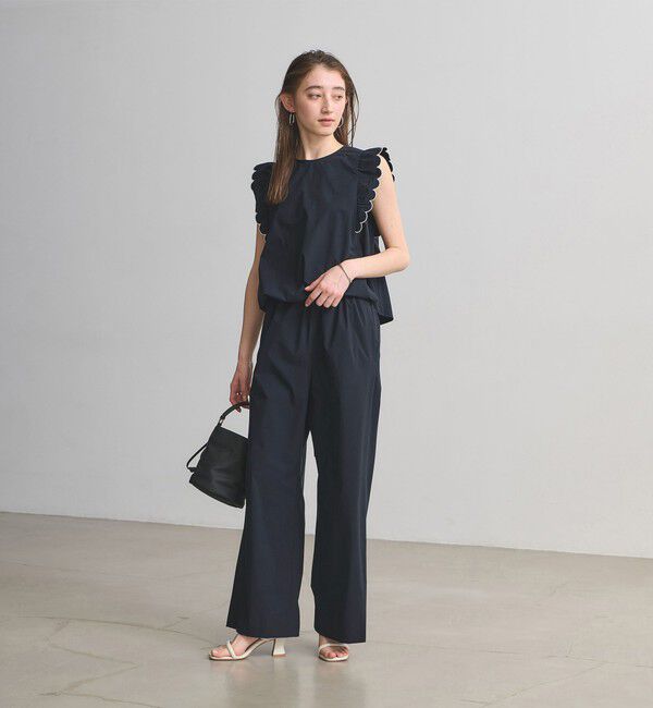 UNITED ARROWS「スカラップ フリル オールインワン パンツ ‐はっ水 UVカット 防しわ ウォッシャブル‐」|オールインワン|