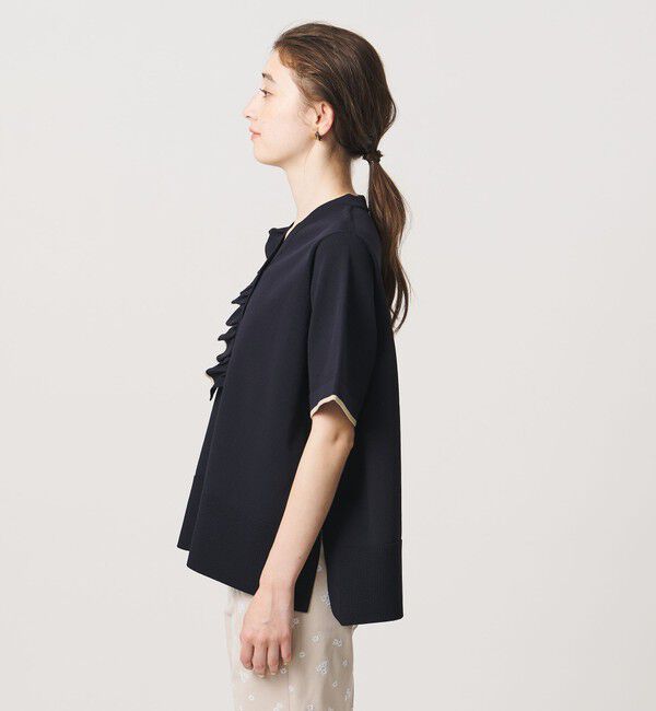 UNITED ARROWS「ミニマル フリル ショートスリーブ ニット」|ニット・セーター|