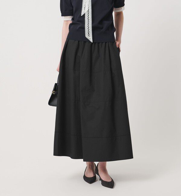 UNITED ARROWS「シルキー ギャザー フレア スカート ‐ウォッシャブル‐」|フレア|BLACK