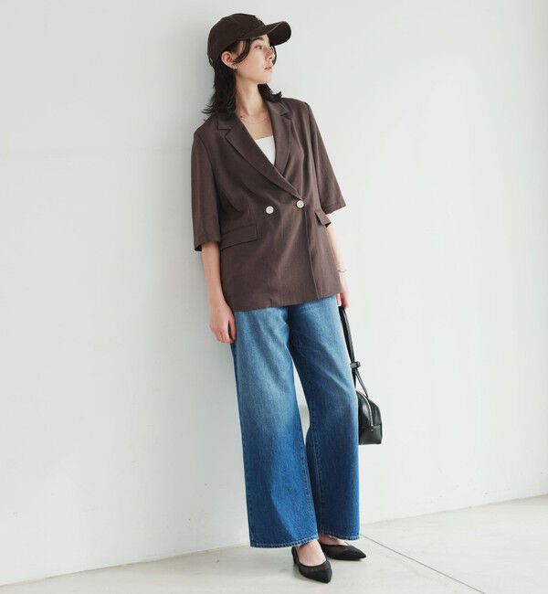 UNITED ARROWS green label relaxing「【結論シリーズ】シアーエアミドルスリーブジャケット マシンウォッシャブル 接触冷感 通気性」|テーラードジャケット|