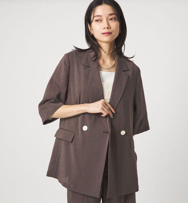 UNITED ARROWS green label relaxing「【結論シリーズ】シアーエアミドルスリーブジャケット マシンウォッシャブル 接触冷感 通気性」|テーラードジャケット|