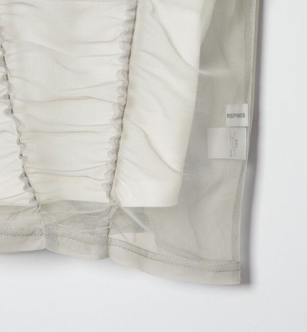 EMMEL REFINES「＜EMMEL REFINES＞EM フリルギャザー チュールレイヤー ノースリーブ」|Tシャツ・カットソー|