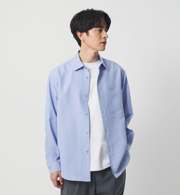 BEAUTY&YOUTH UNITED ARROWS「ライト リネンタッチ ストライプ レギュラー シャツ FORM TAPERD型」|シャツ・ブラウス|LT.BLUE