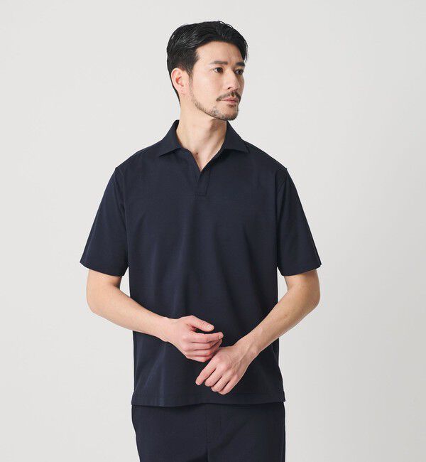 BEAUTY&YOUTH UNITED ARROWS「【WEB限定 WARDROBE SMART】クール ハイゲージ モクロディ スキッパー ポロシャツ【抗菌防臭・接触冷感】」|ポロシャツ|