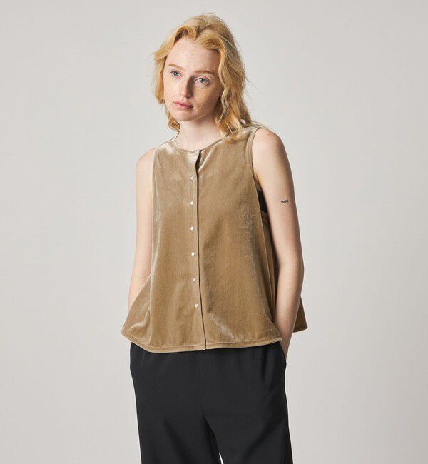 STEVEN ALAN「＜Steven Alan＞ベロア ノースリーブ」|カーディガン|BEIGE