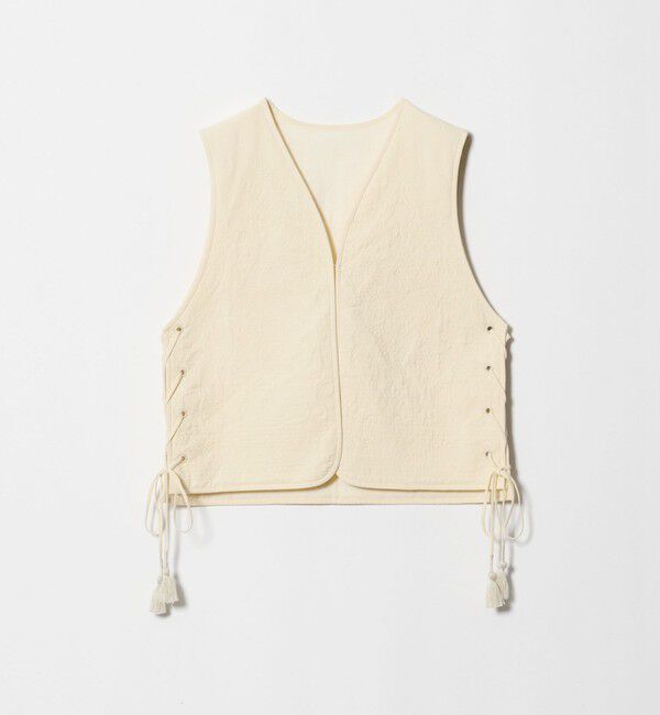 BEAUTY&YOUTH UNITED ARROWS「コットン エンブロイダリー キルティング レースアップ ベスト」|ベスト・ジレ|OFF WHITE