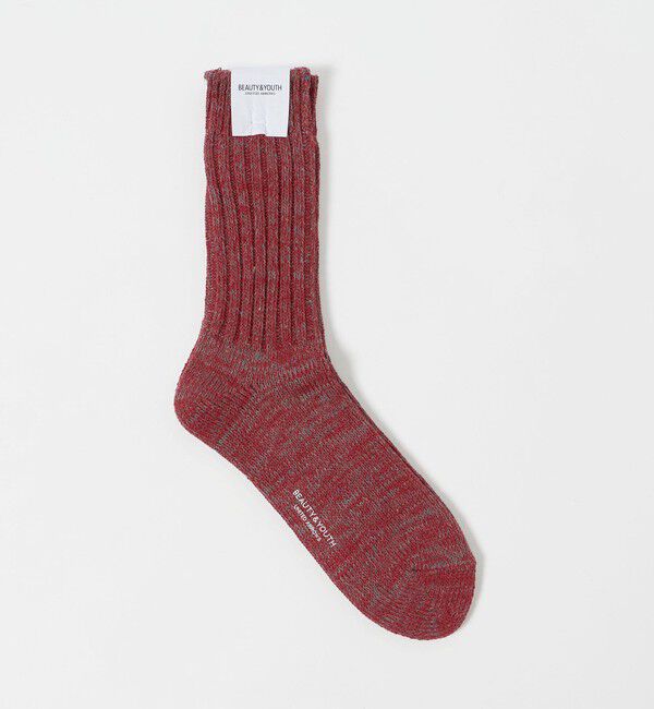 BEAUTY&YOUTH UNITED ARROWS「ネップ ヘビー ソックス」|ソックス|RED