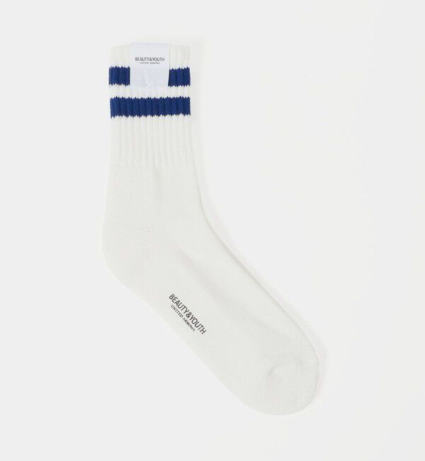 BEAUTY&YOUTH UNITED ARROWS「 2ライン パイル クルー ソックス」|ソックス|WHITE