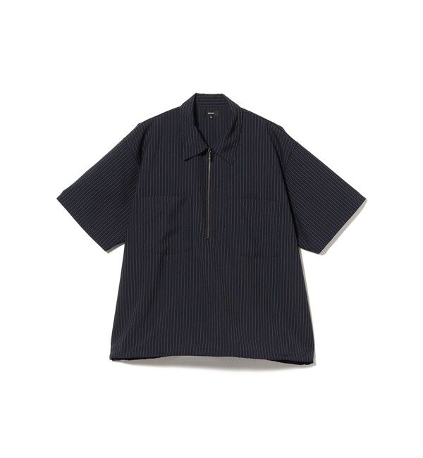 BEAMS「TW ハーフジップ シャツ【ワイドフィット】」|シャツ・ブラウス|NAVY