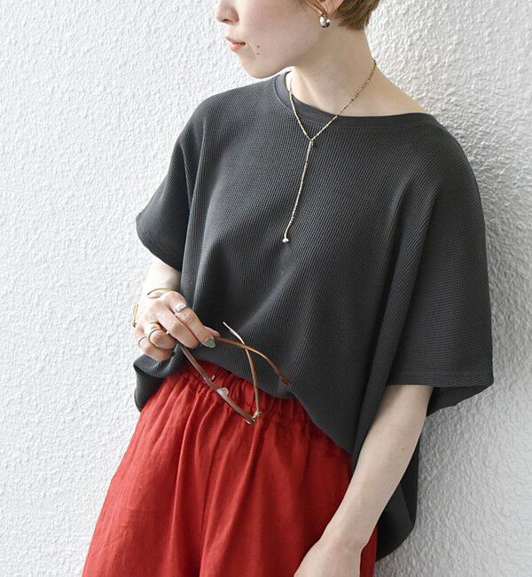 SHIPS any「SHIPS any:〈洗濯機可能〉ワッフル ワイド TEE」|Tシャツ・カットソー|チャコールグレー