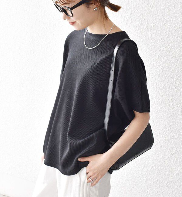 SHIPS any「SHIPS any:〈洗濯機可能〉ワッフル ワイド TEE」|Tシャツ・カットソー|ブラック