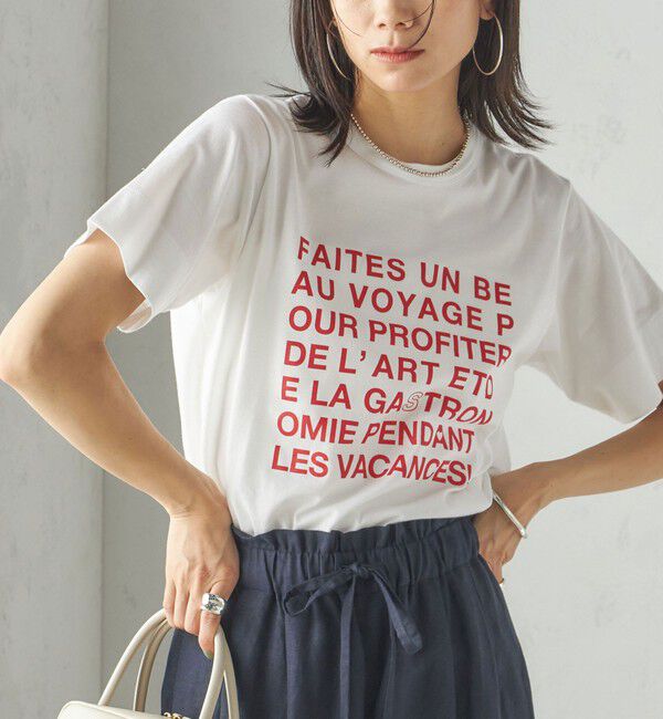 SHIPS for women「SHIPS Primary Navy Label:ロゴ TEE」|Tシャツ・カットソー|ホワイト