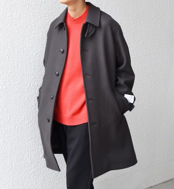 SHIPS any「SHIPS any: PURE WOOL MELTON ステンカラー コート 25AW◇」|ステンカラーコート|チャコールグレー
