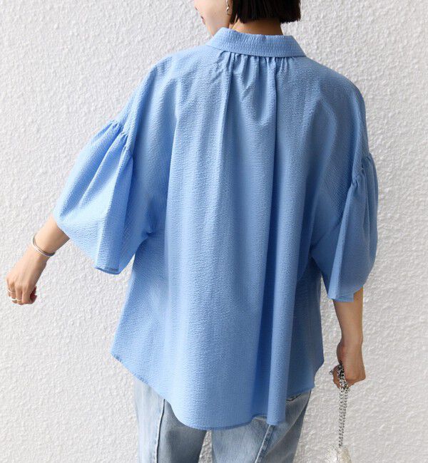SHIPS for women「【WEB限定】〈手洗い可能〉サッカー ギャザー シャツ 羽織」|シャツ・ブラウス|