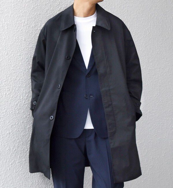 SHIPS any「SHIPS any:〈撥水加工〉タスラン SOLOTEX(R) ステンカラー コート 26AW◆」|ステンカラーコート|ブラック