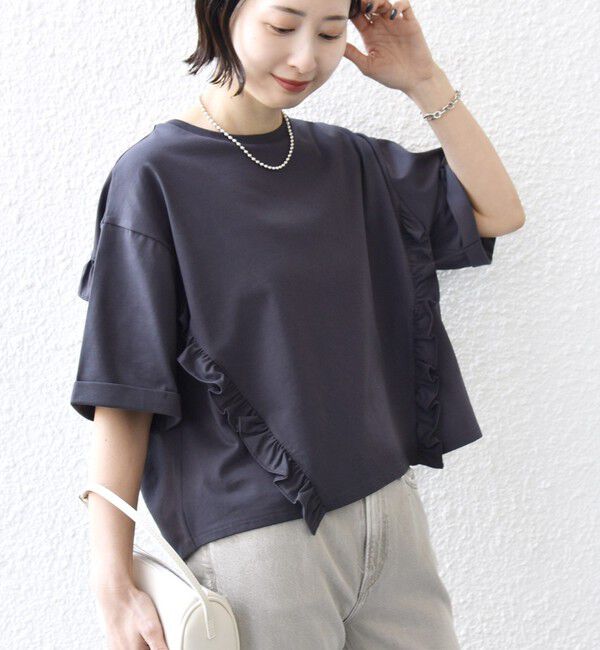 SHIPS for women「【WEB限定】〈接触冷感〉オーガニック コットン フリル TEE」|Tシャツ・カットソー|