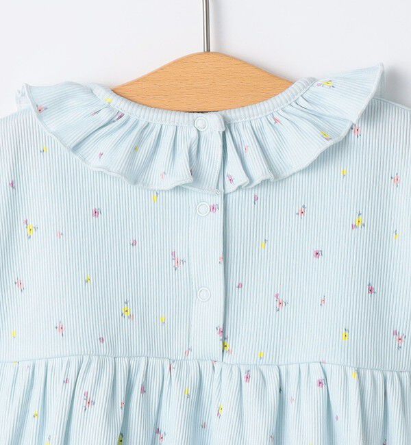 SHIPS KIDS「SHIPS KIDS:70～80cm /フラワー テキスタイル リブ ロンパース」|ロンパース|
